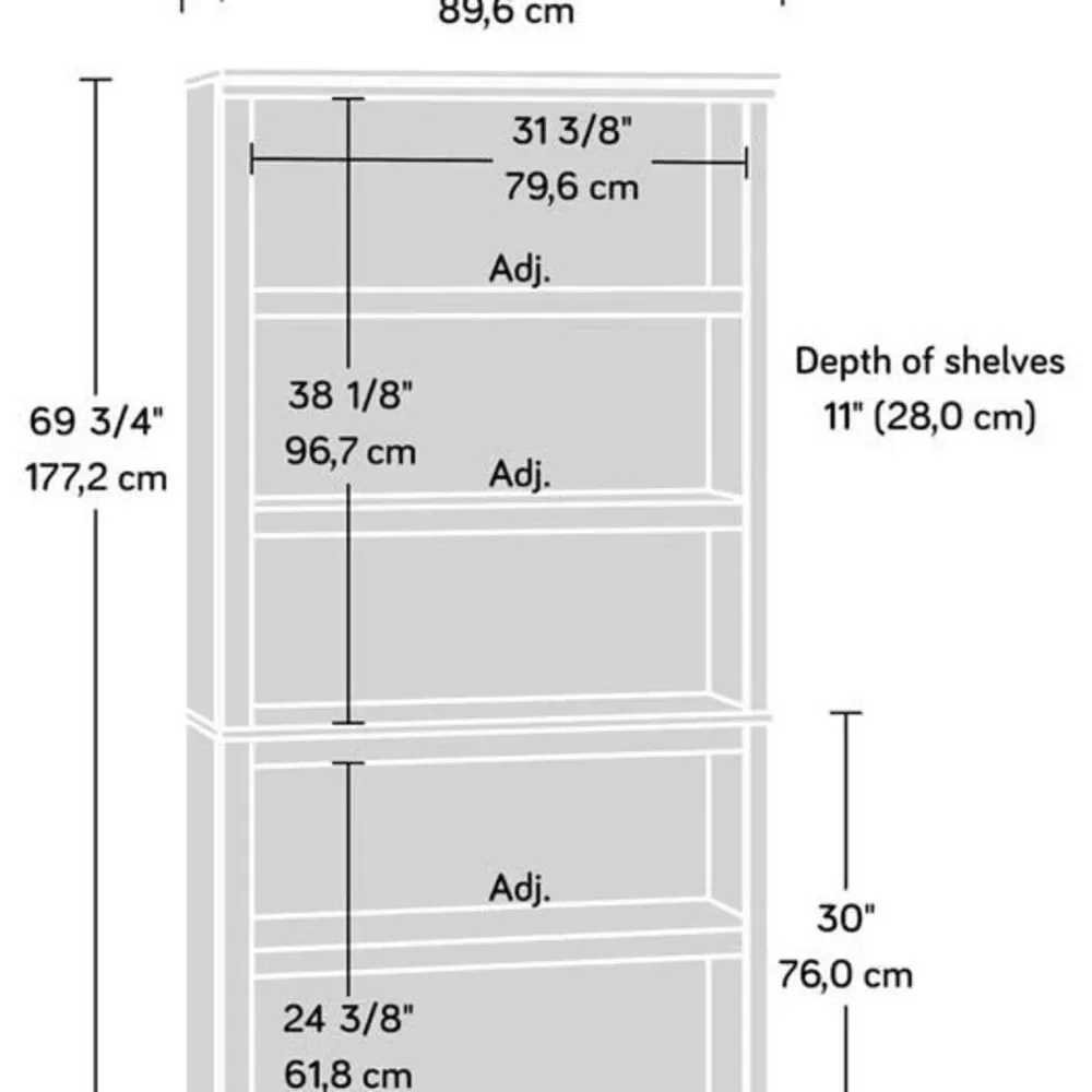 Sauder 5 Tier Shelf/Bookcase/Storage In Estate Black
